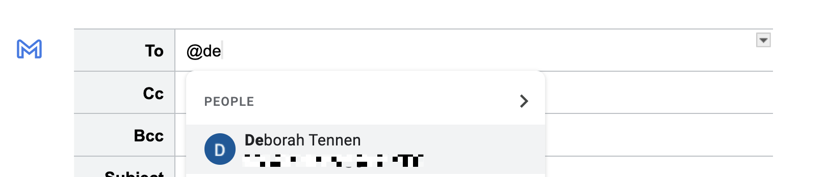 Adding someone to the To field in Google Docs