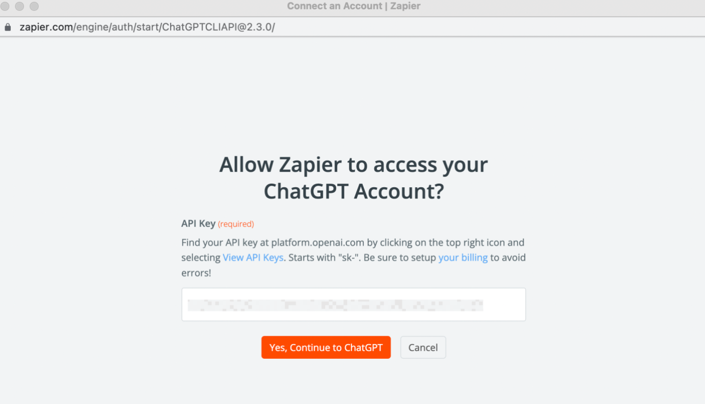 Screenshot of ChatGPT access