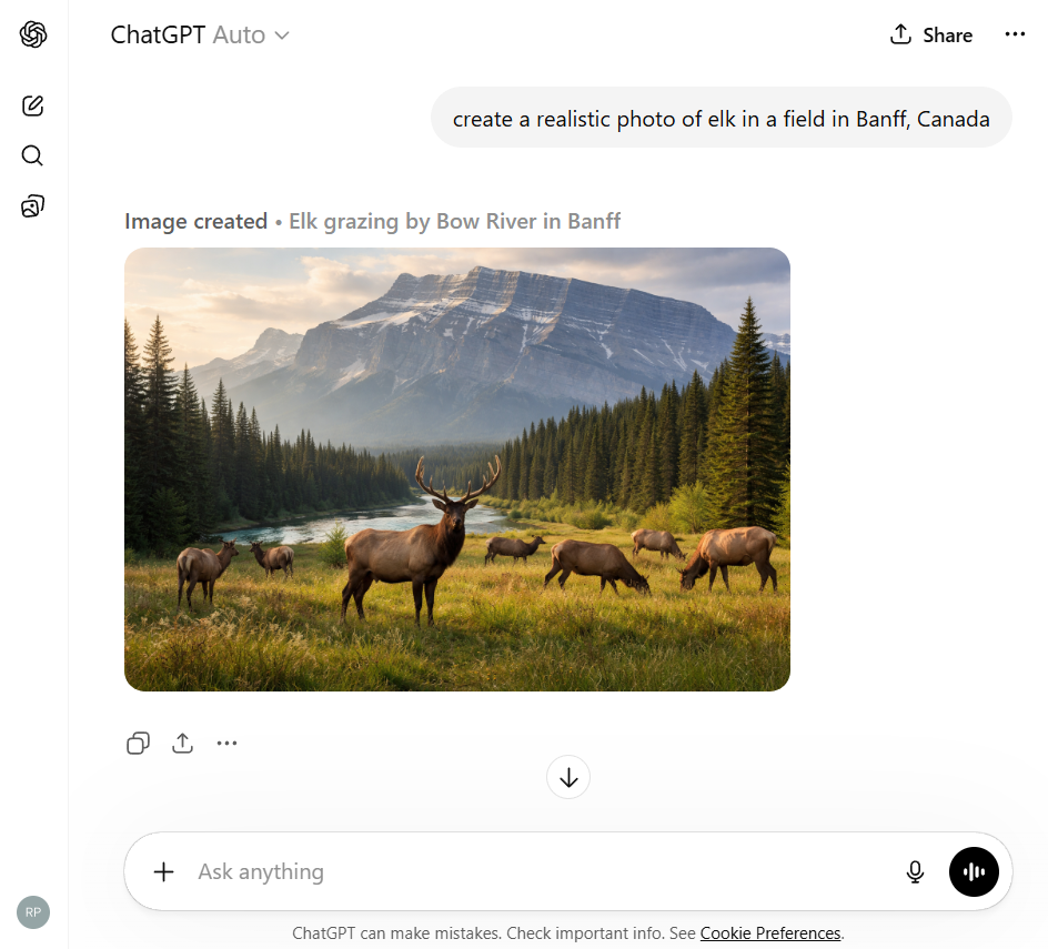 Generating an image with ChatGPT
