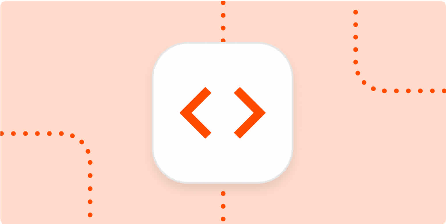 A hero image with an icon of HTML brackets