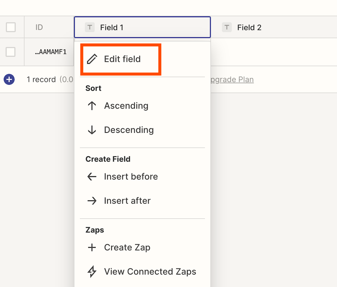 Click on a field header and select Settings from the menu. 