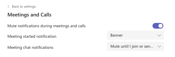 Muting notifications in Microsoft Teams