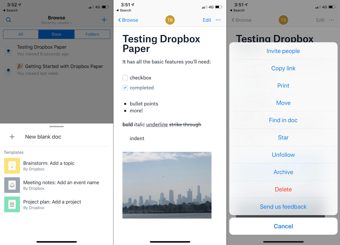 Dropbox Paper screenshot