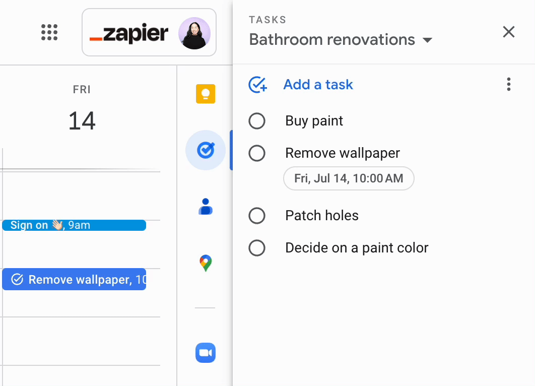 Tasks in Google Tasks being automatically sorted by due date.