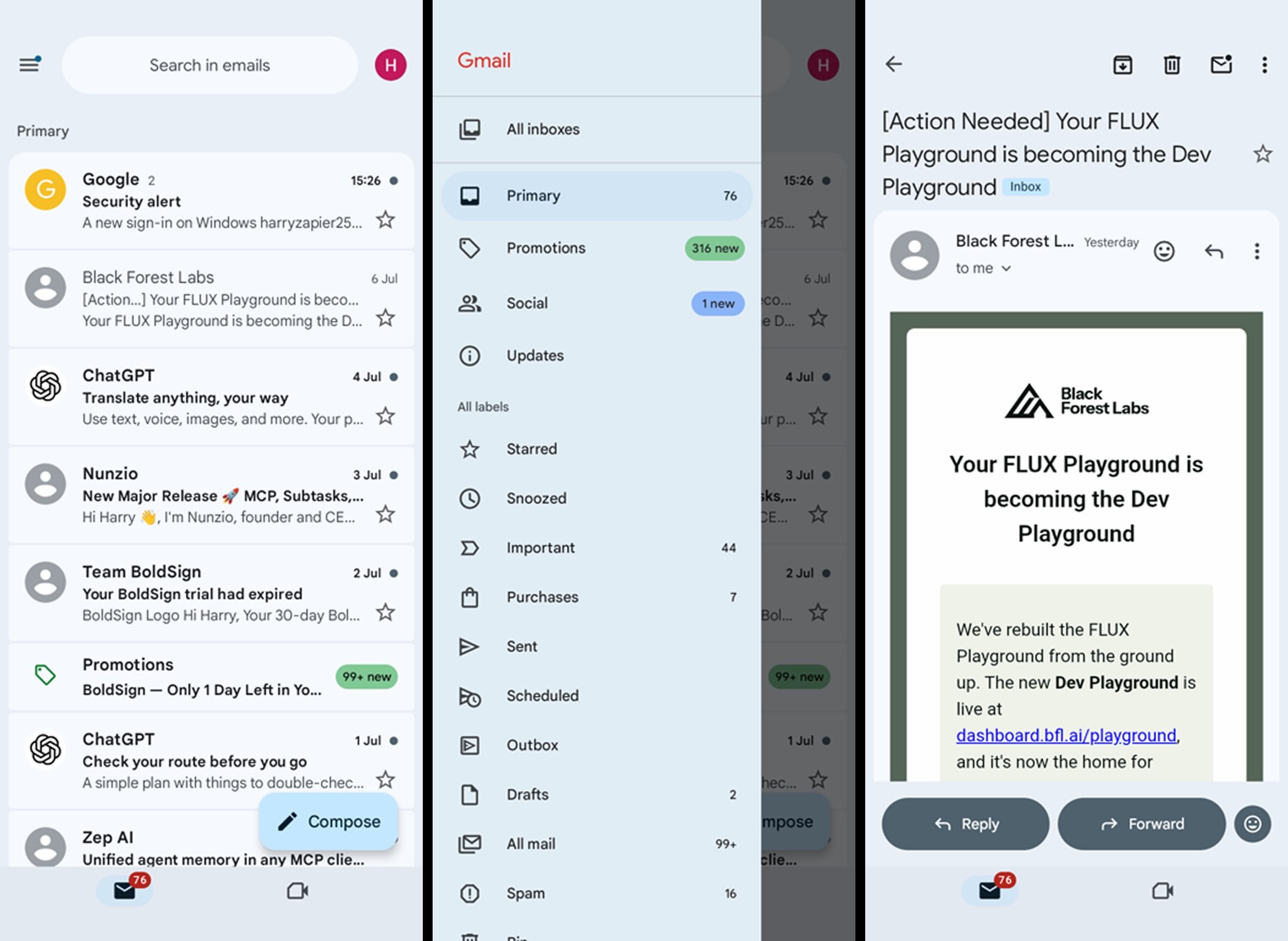 Gmail, our pick for the best email app for Android