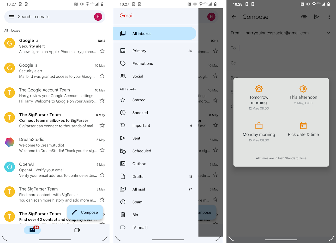 Gmail, our pick for the best email app for Android