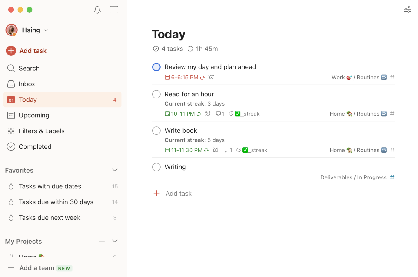 A task list in Todoist