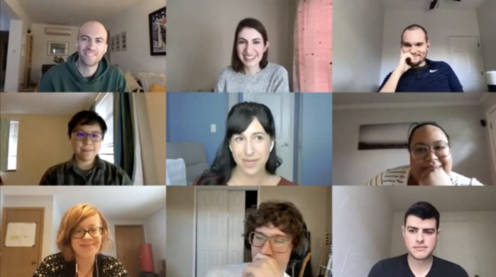 A screenshot of a Zoom call with our founders