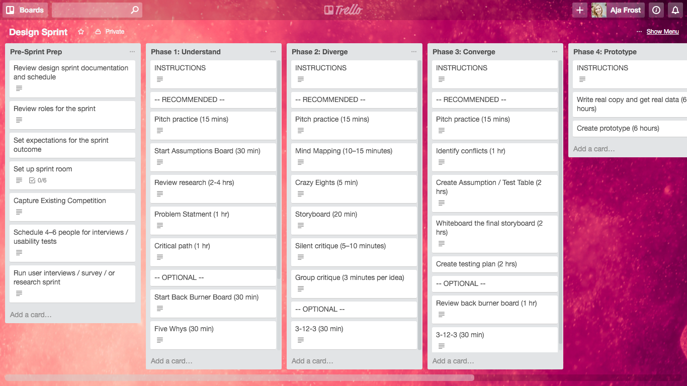 Trello template board