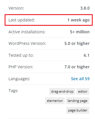 Viewing the last updated date on a WordPress plugin