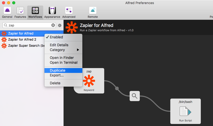 Duplicate Zapier for Alfred