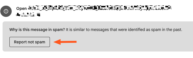 Screenshot of report not spam button