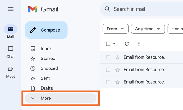 Screenshot of the user navigating to the More tab when using Gmail