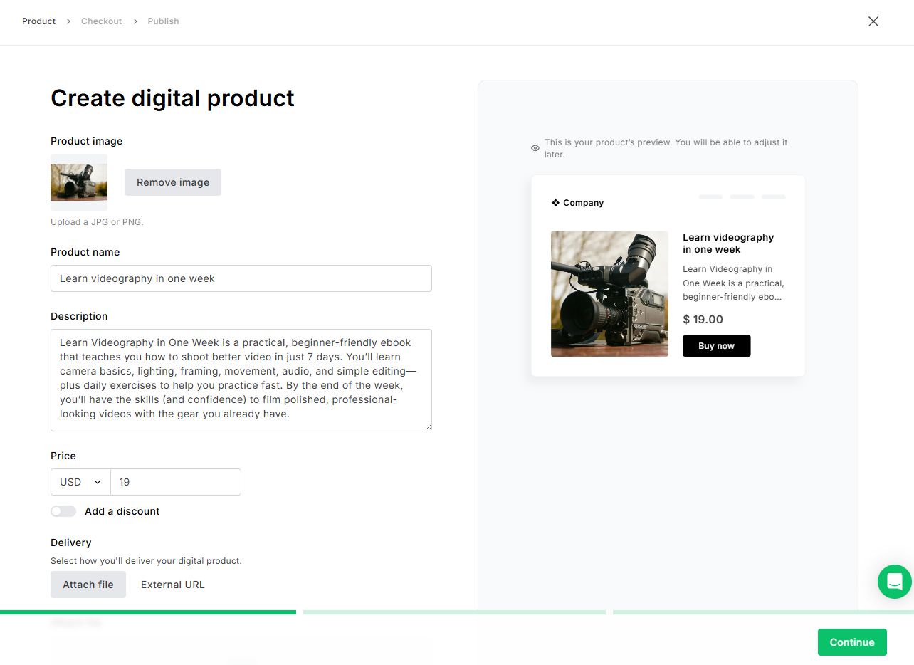 Creating a digital project in MailerLite