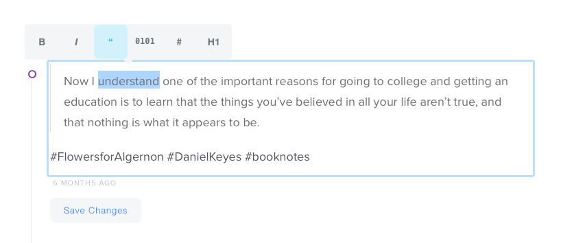 Tinynote formatting