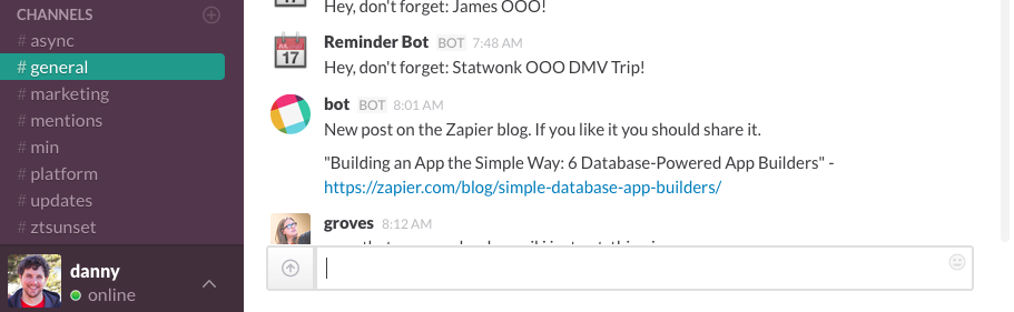 Slack blog comment notification