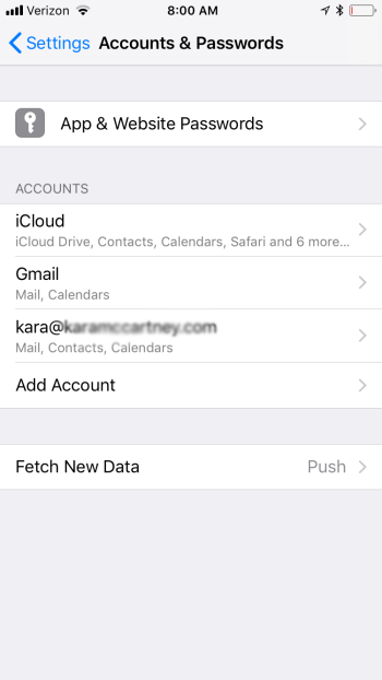 If you have multiple accounts on your iPhone, select the email you want to sync.