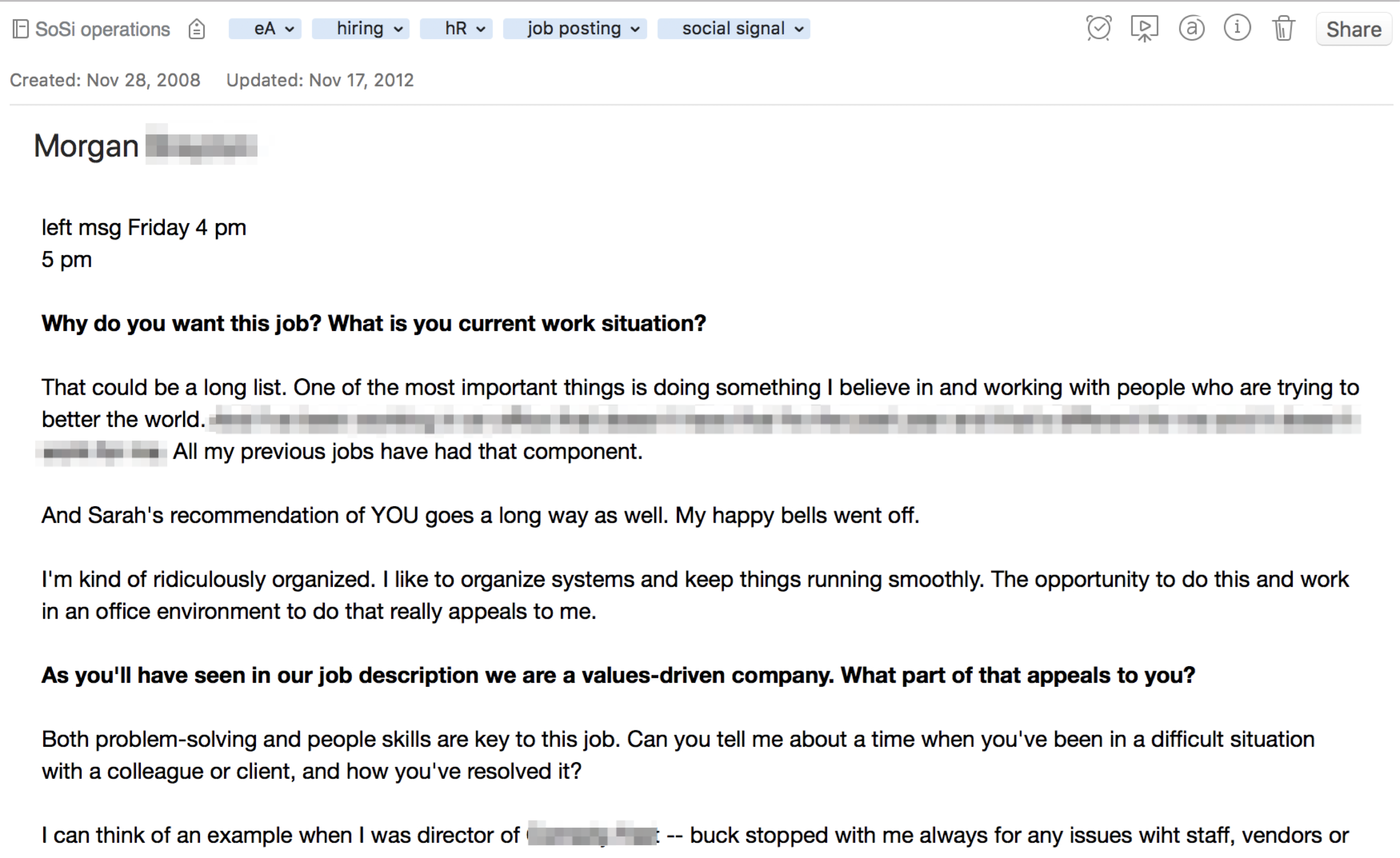 Evernote entry