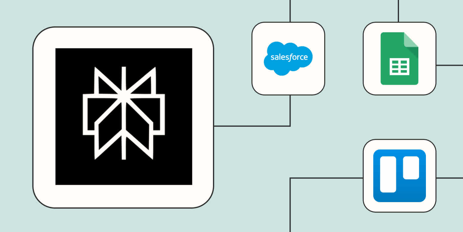A hero image of the Perplexity app logo connected to other app logos on a light blue background.