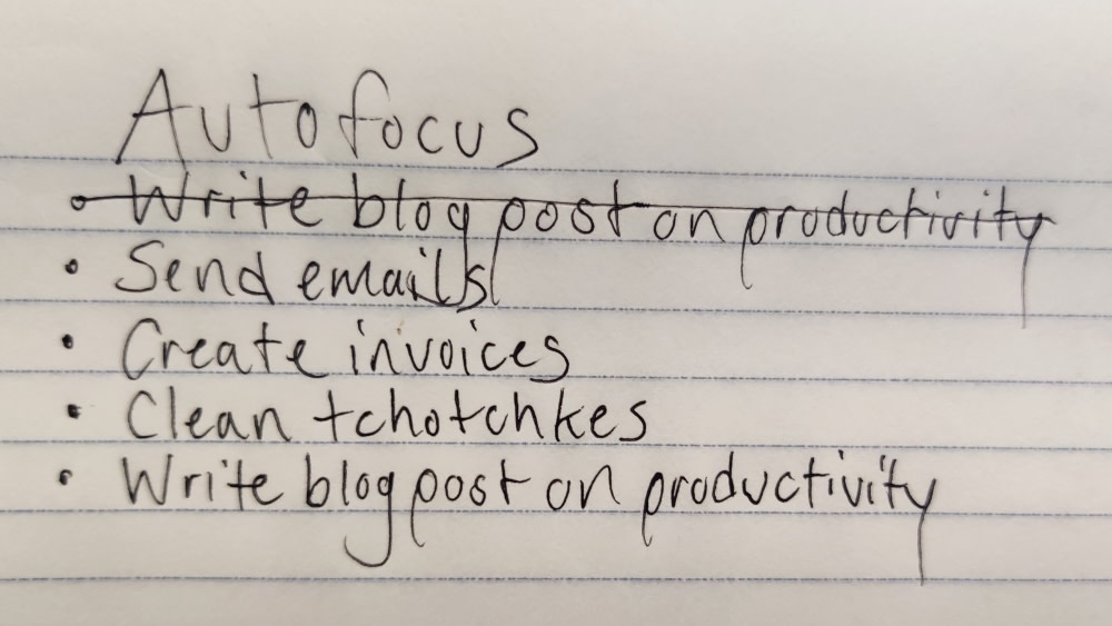 An Autofocus task list