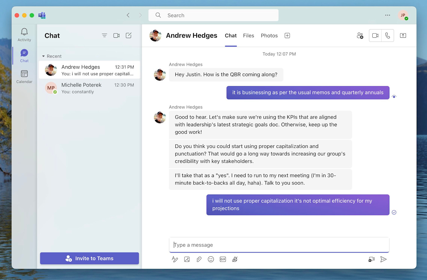 Microsoft Teams, our pick for the best Slack alternative for large organizations broken down into teams.