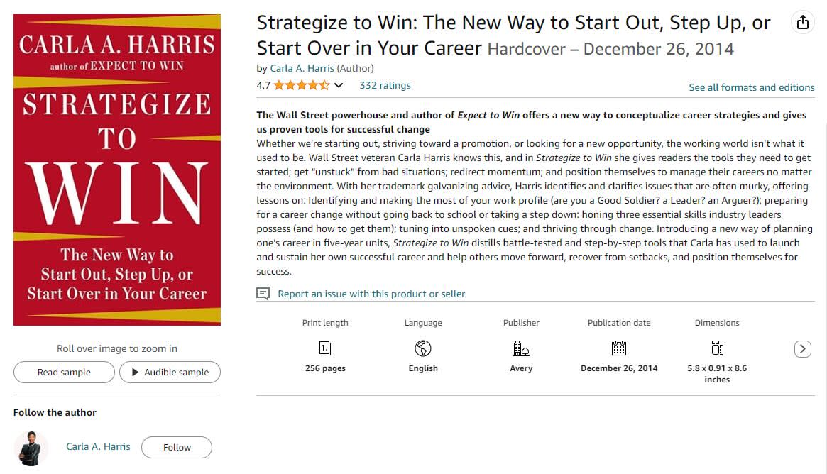 The Amazon page for Strategize to Win