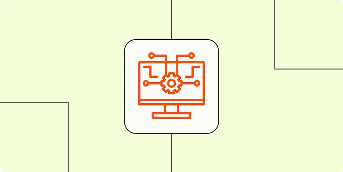 A hero image representing AI with a cog and nodes on a computer