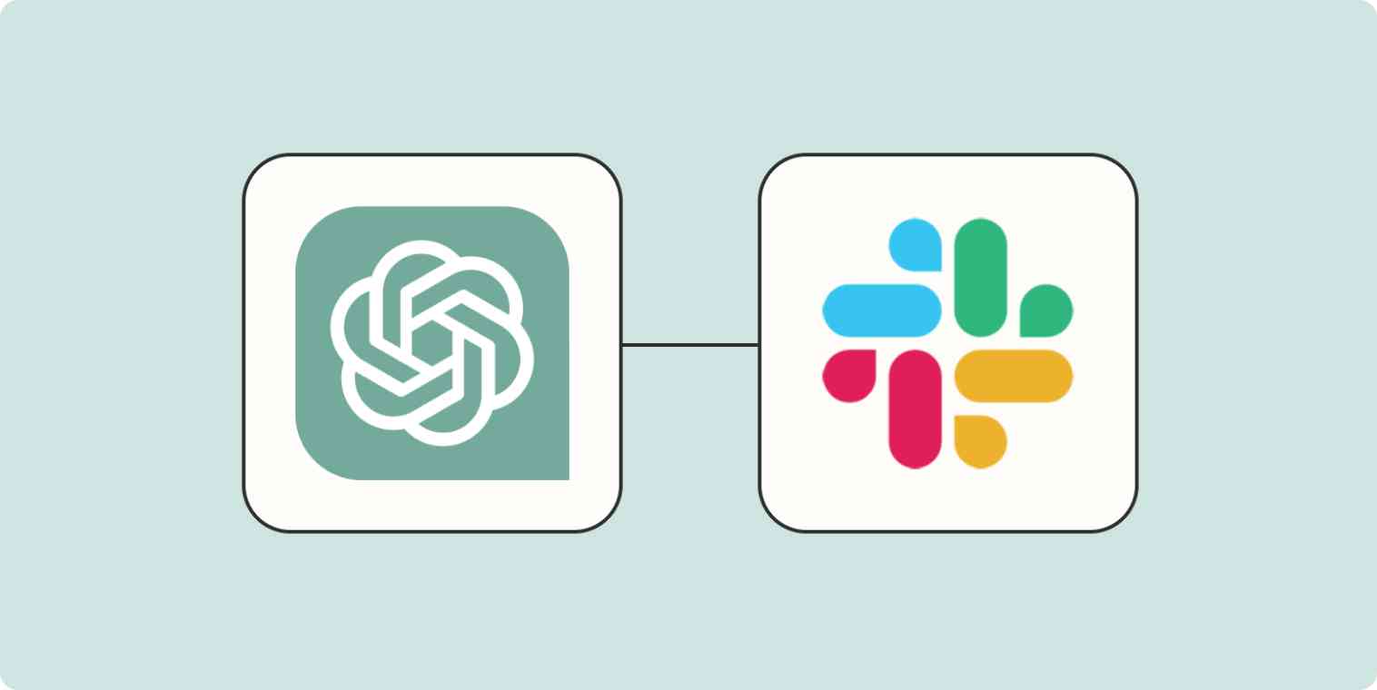 ChatGPT and Slack logos on a blue background