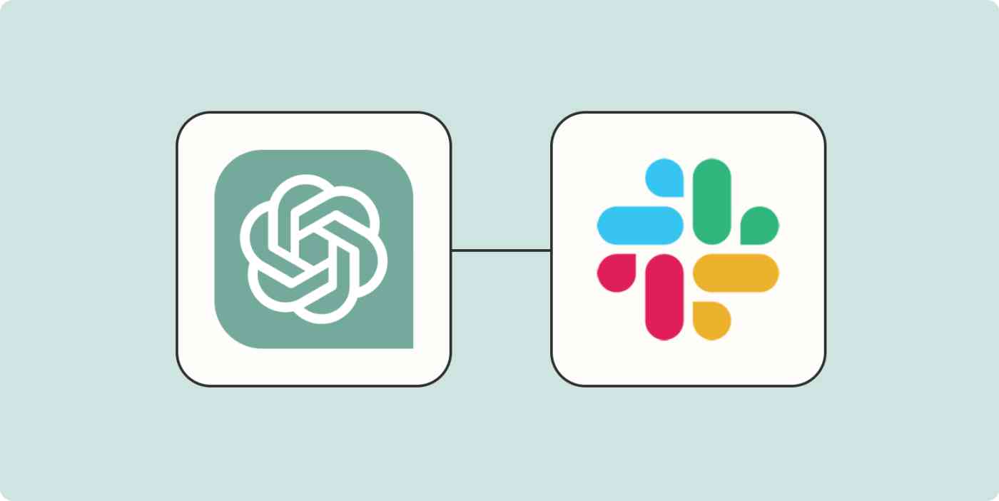 ChatGPT and Slack logos on a blue background