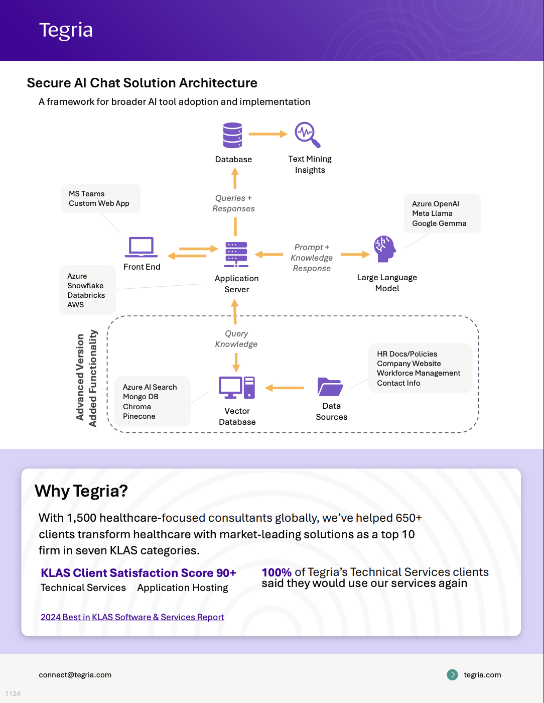 Example of Tegria's consulting one pager, second page