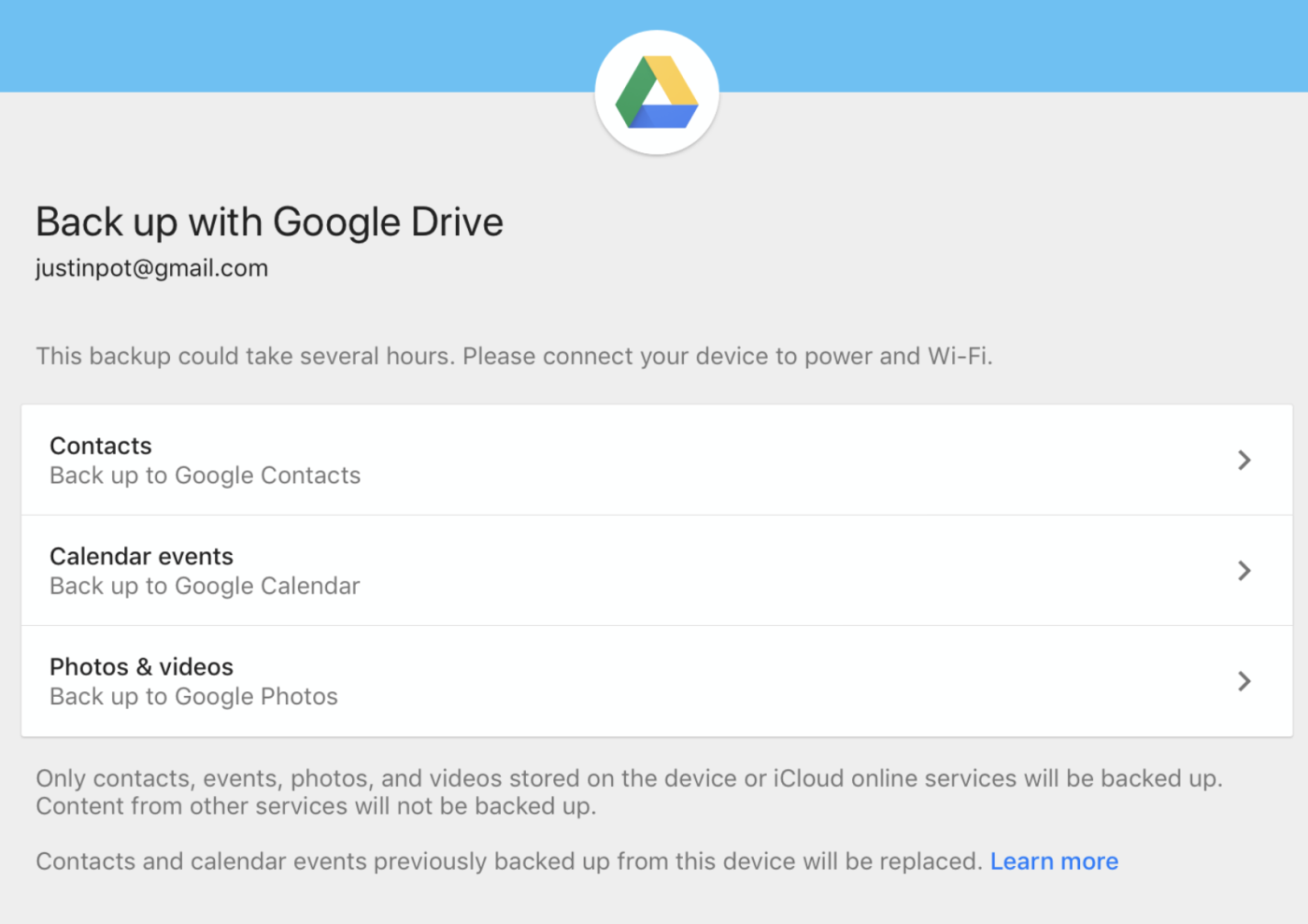 Back up iPhone or iPad contacts to Google