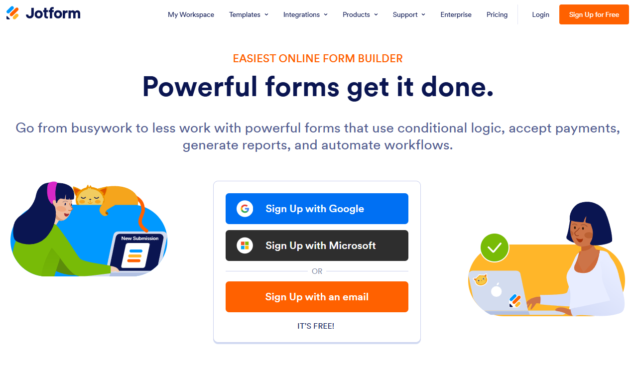 Jotform's home page