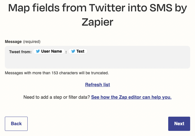 Formatting an SMS message in Zapier
