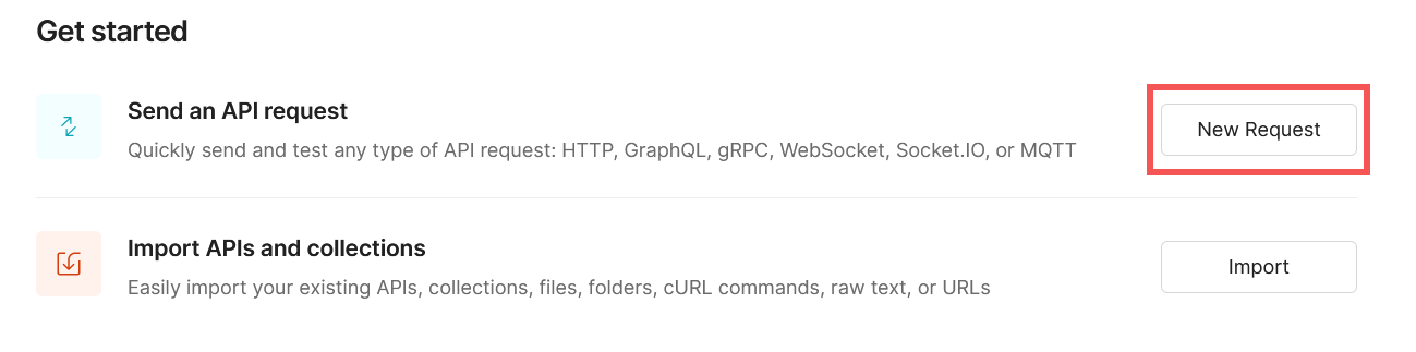 The New Request button in Postman