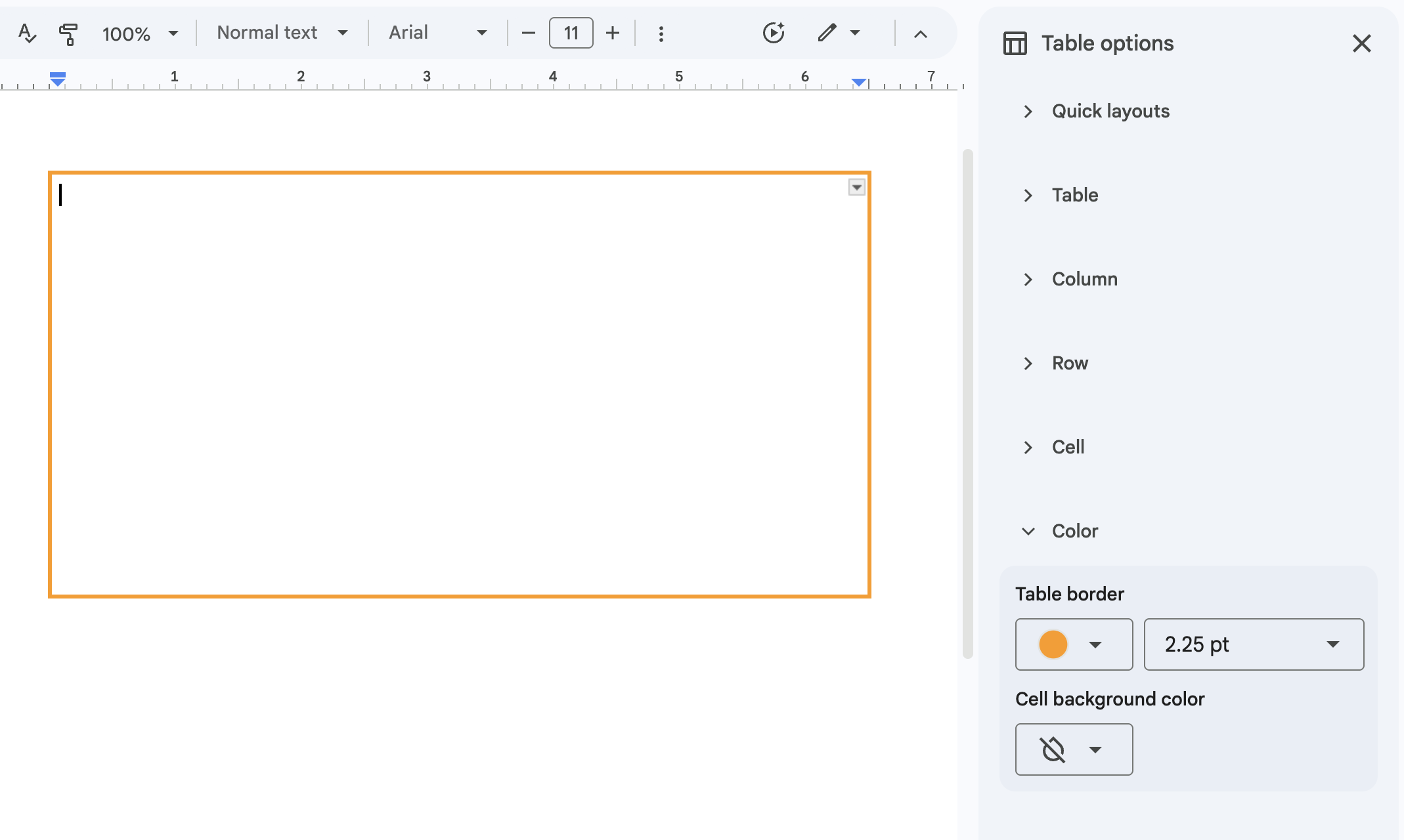 Comment ajouter une bordure dans Google Docs en ajoutant un tableau.