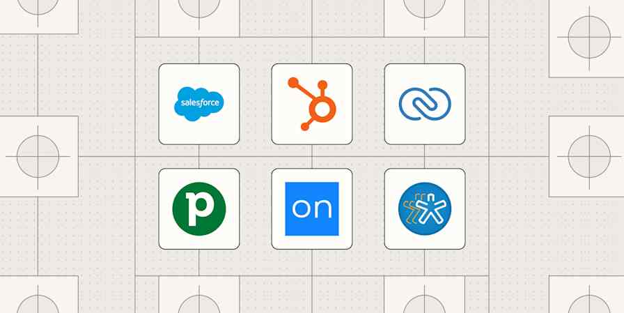 A hero image with the logos of the best CRM software