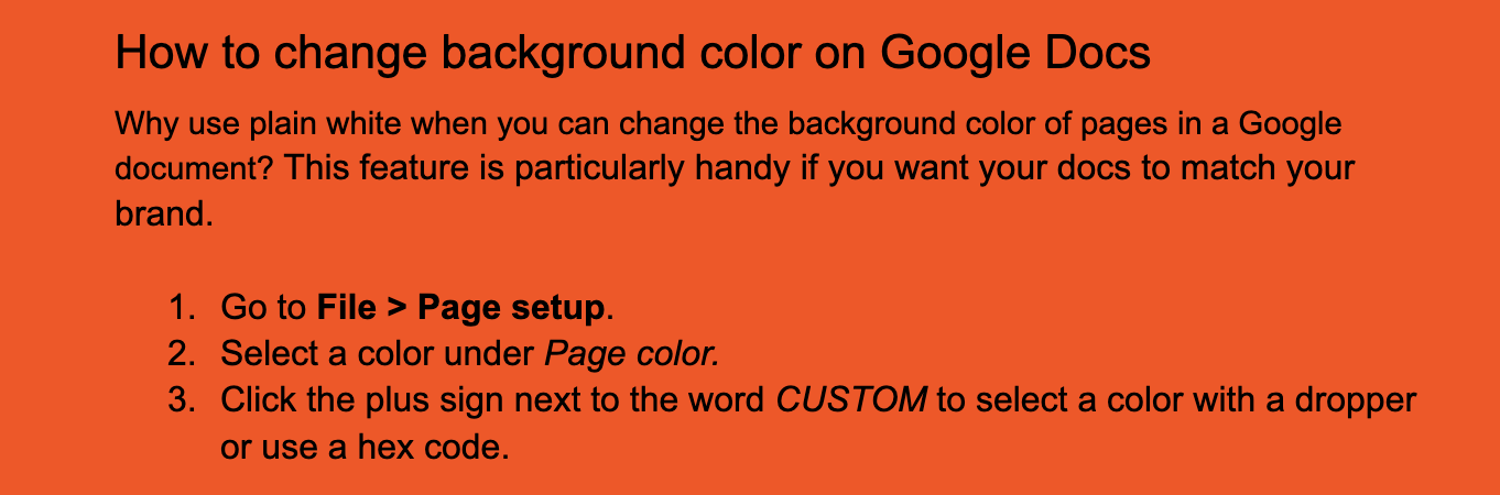 A Google Doc with a bright orange background
