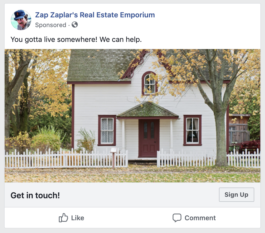 Facebook Lead Ad example