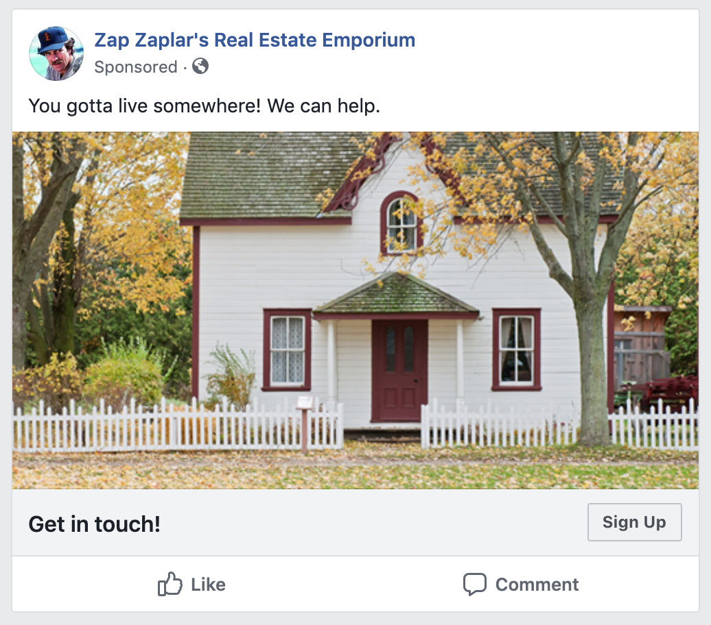 Facebook Lead Ad example