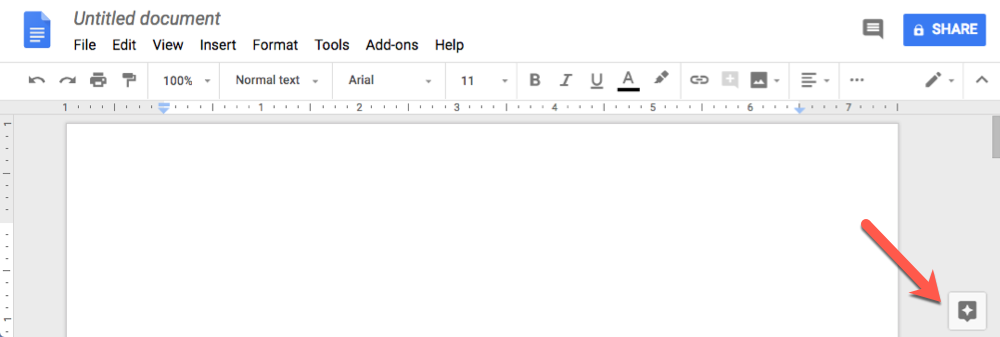 explore feature in Google Docs