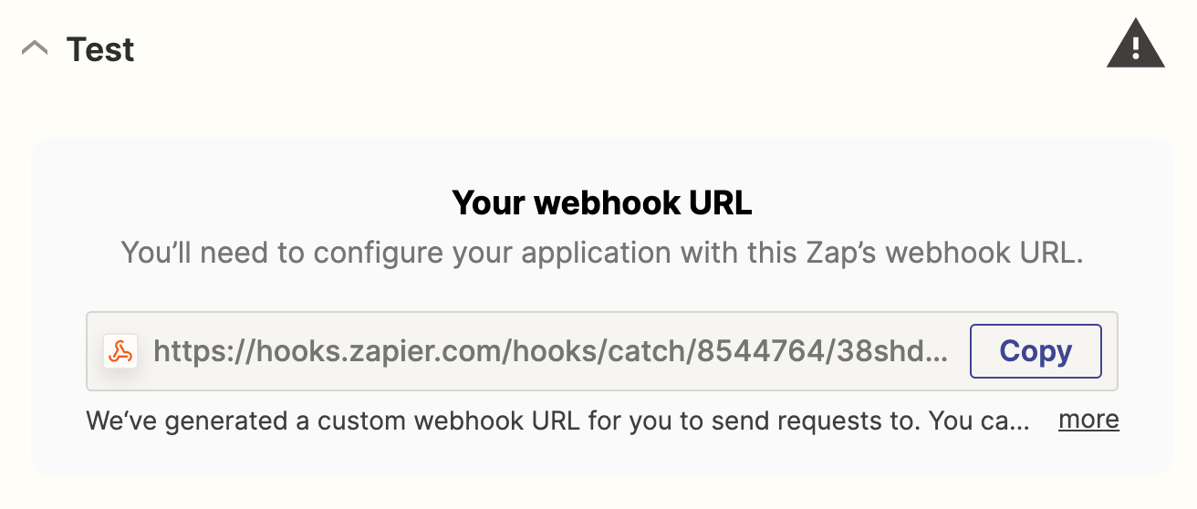 Screenshot of webhook URL
