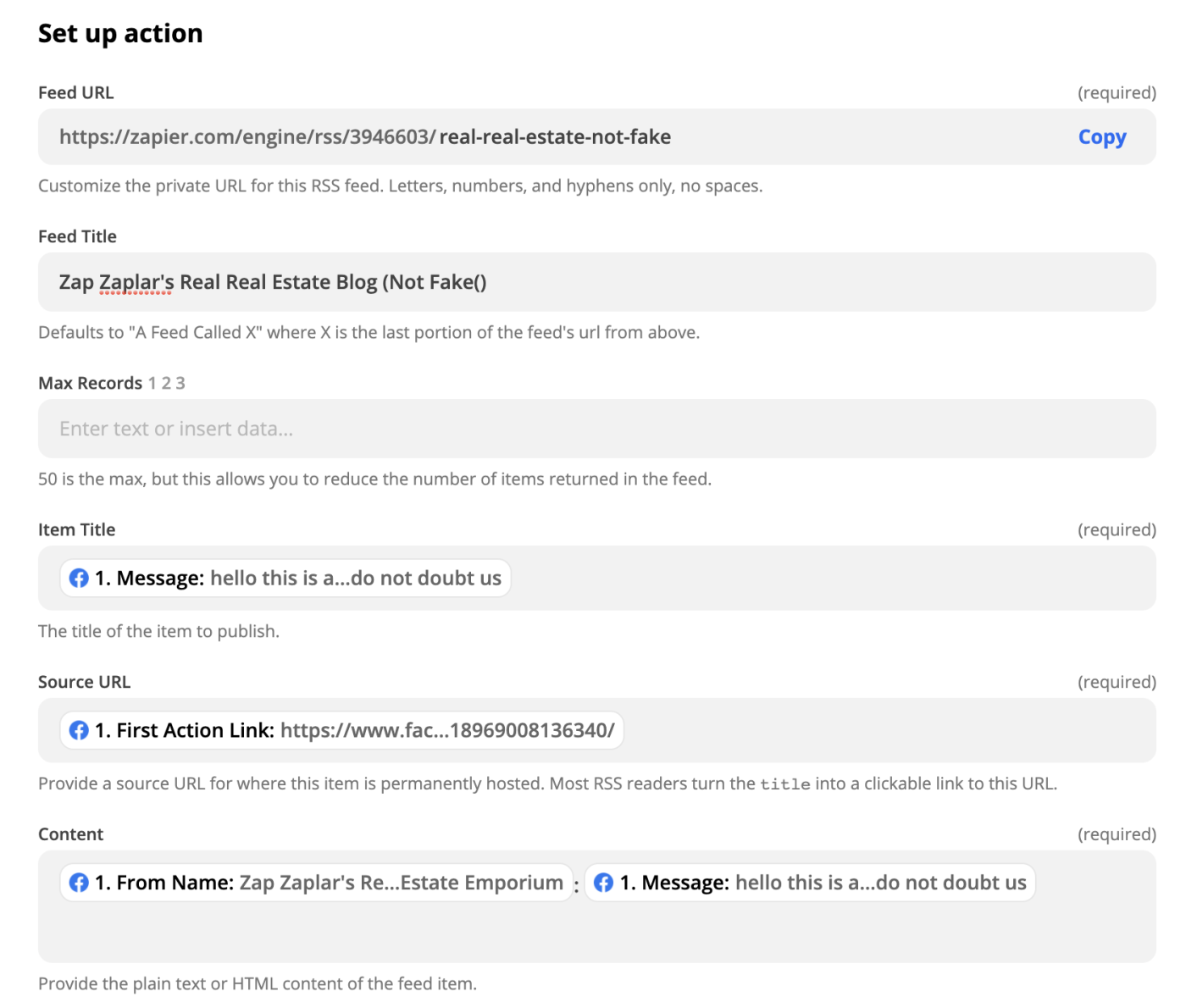 Add details to Facebook RSS feed
