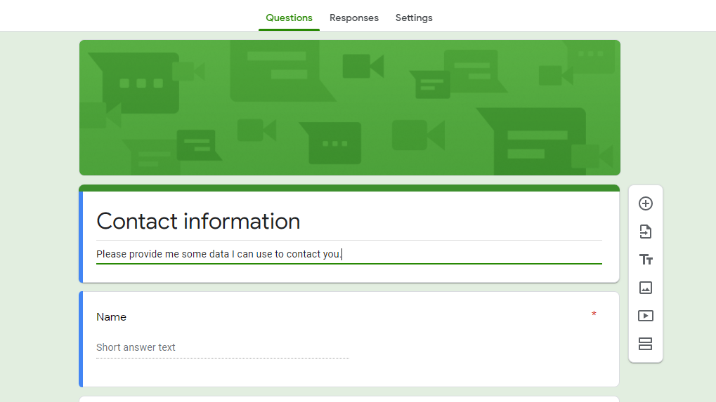 A screenshot of Google Forms, our pick for the best free online form builder