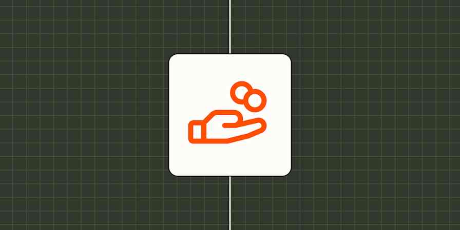 Illustration of a hand with coins floating above the palm. 