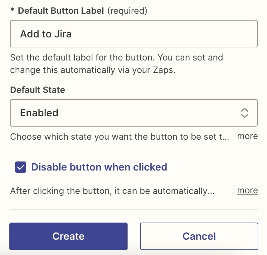 Screenshot of enabled button