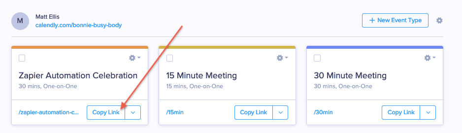 Copy link to event type