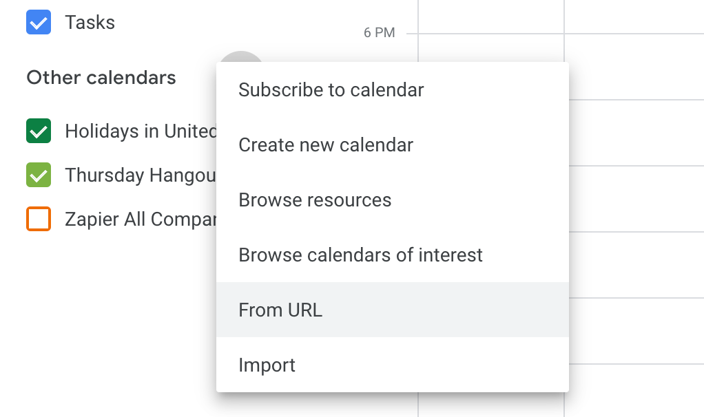 Add new calendar using a URL