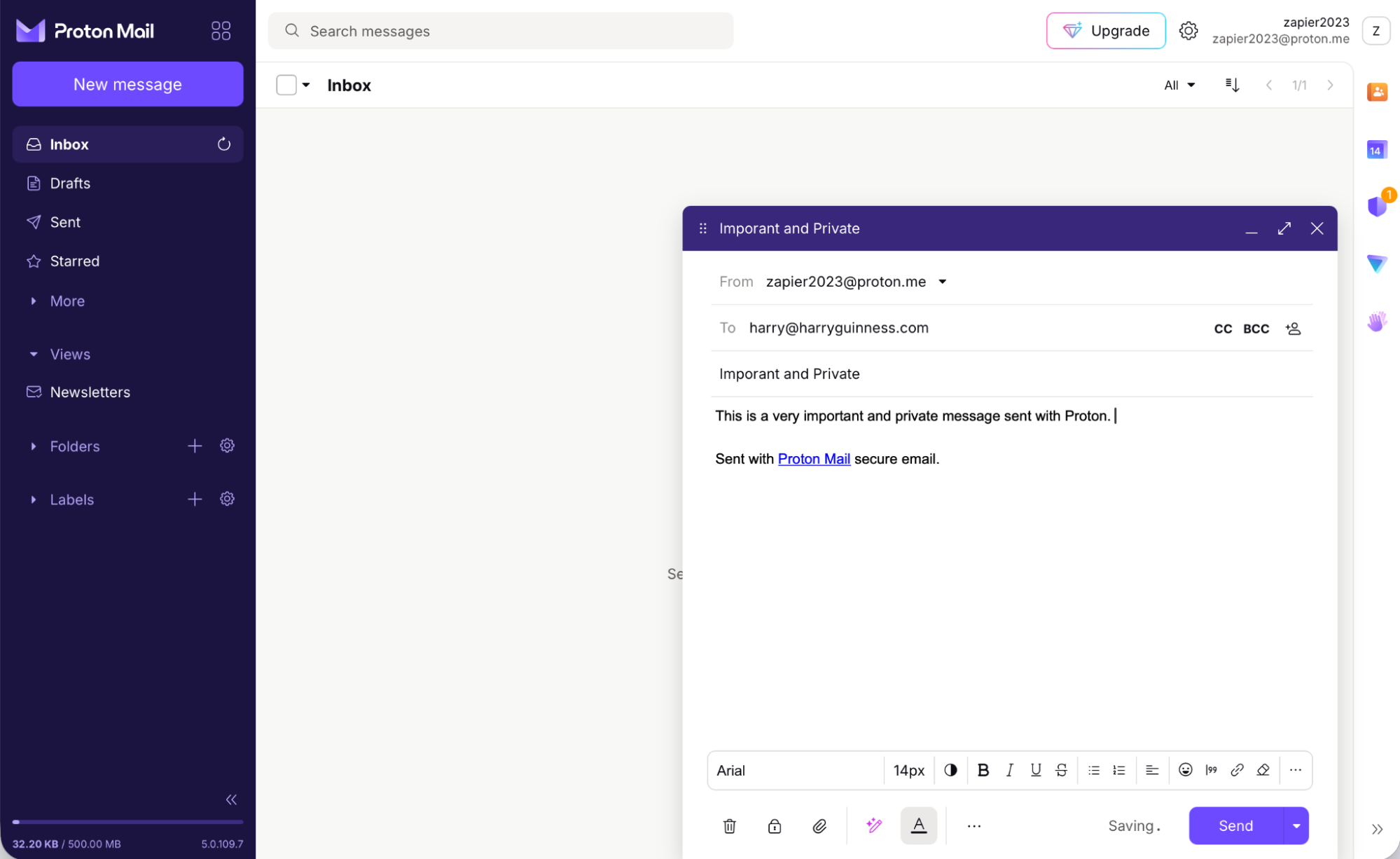 Proton Mail, our pick for the best security-focused email hosting for businesses
