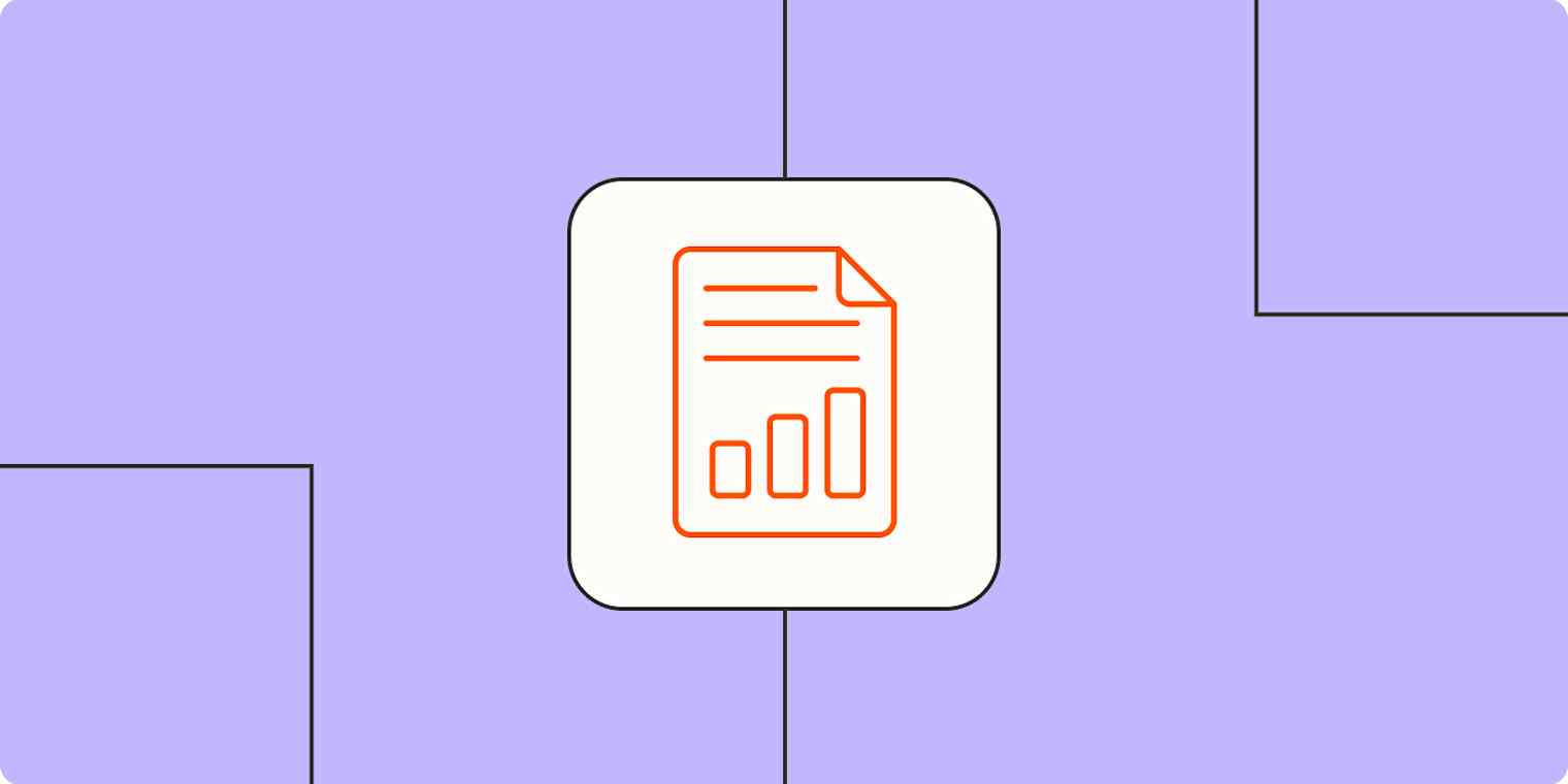Hero image with a document with a summary and chart
