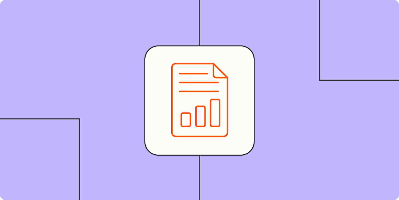 Hero image with a document with a summary and chart